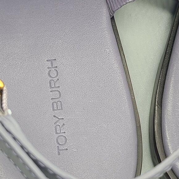 TORY BURCH EVERLY DOUBLE STRAP LEATHER FLAT SANDALS DARK LOTUS SZ 10.5 new - Picture 6 of 8